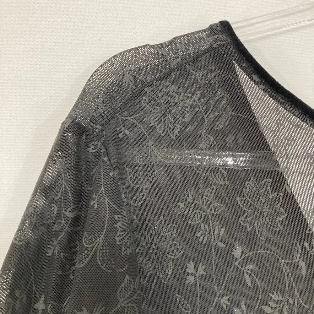 Vintage‎ Bobbie Bee size 14 Black Velvet Mesh V Neck Dark Romantic Maxi Dress